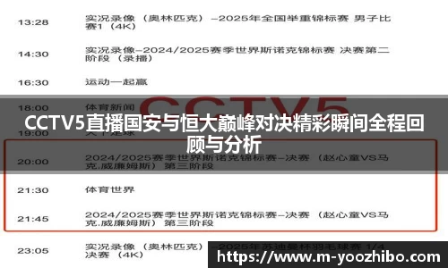CCTV5直播国安与恒大巅峰对决精彩瞬间全程回顾与分析